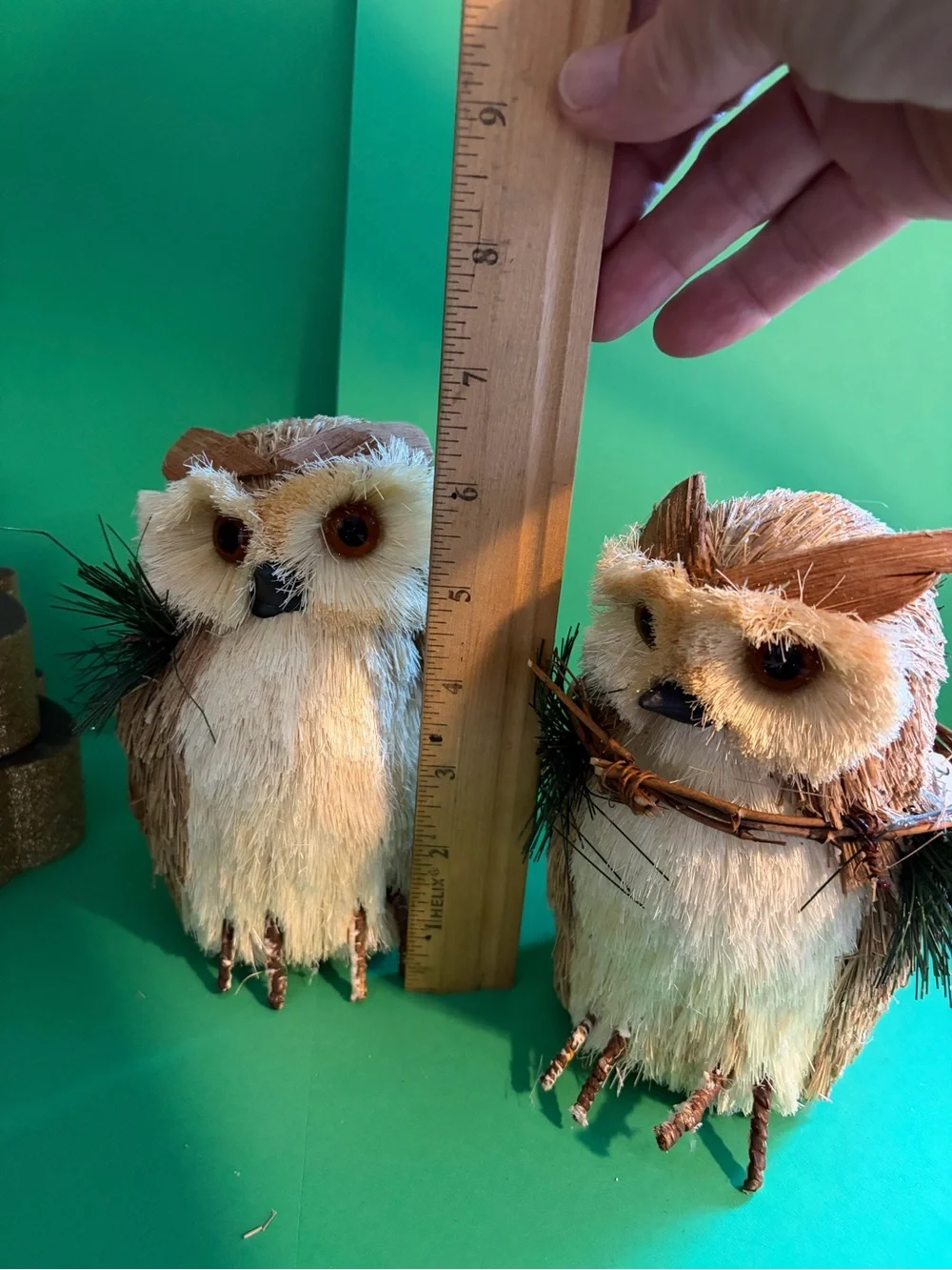 Decorative Natural Brown Owl Figurines - Set of 2